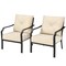 Outdoor Dining Armchairs 2 Pack Thick Cushions Iron Frame Beige